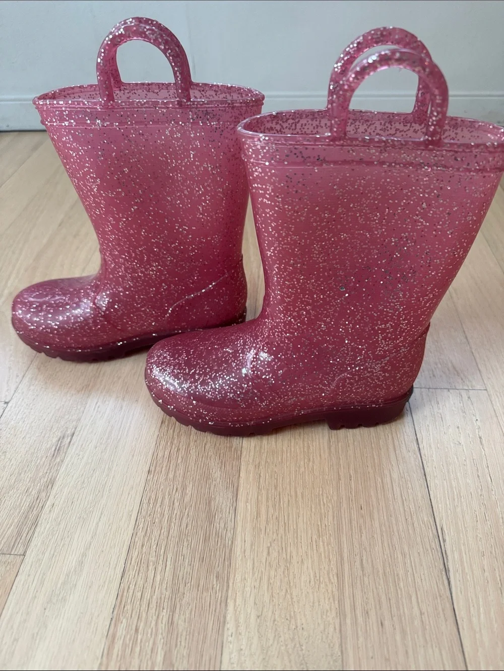 5/$30 Girls' Glitter Pull-On Rain Boots in Rose